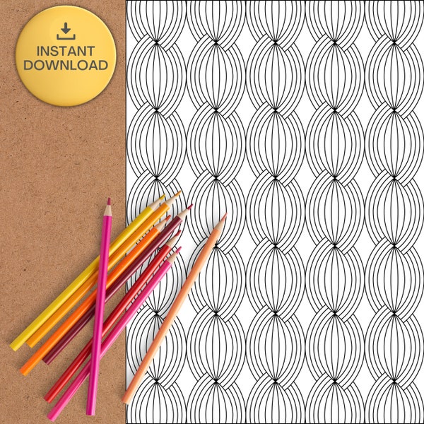 Seamless Pattern Geometric Coloring Page, Line Pattern Geometric Art Digital Coloring, Geometric Background Line Art Print, Instant Download