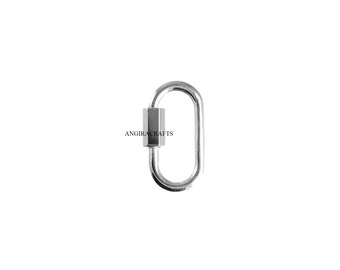 Sterling Silver 30 MM Plain Star Carabiner Clasp Lock Religious Finding Jewelry