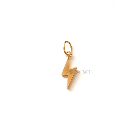 14k Yellow Gold Mini Lightning Bolt Charms Gold Mini Etsy