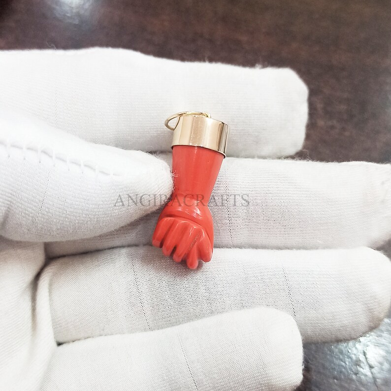 Gemstone Figa Pendant Jewelry 925 Solid Sterling Silver Coral Figa Hand Diamond Pendant Jewelry Silver Charms