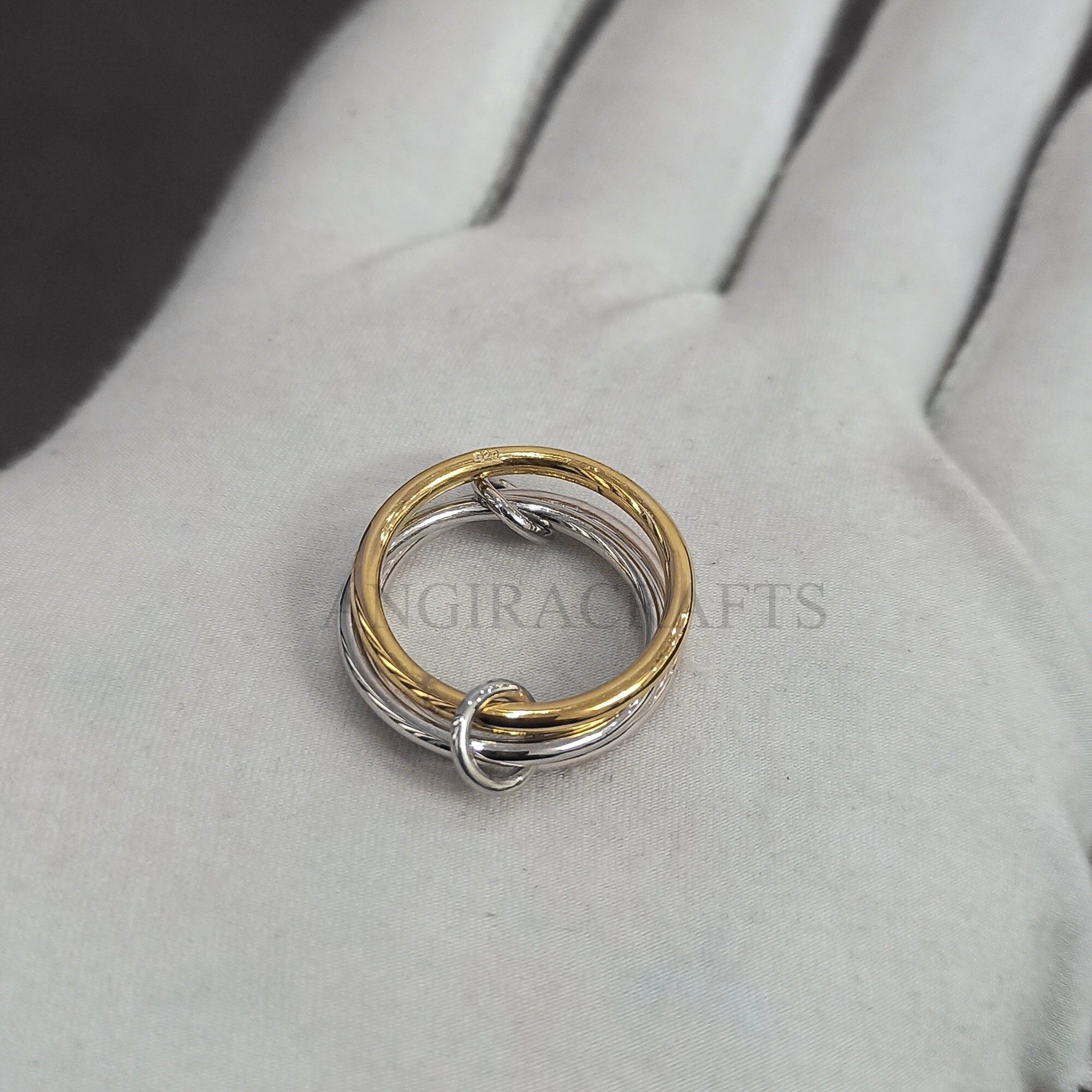 Solid 925 Sterling Silver Connector Band Ring Jewelry Three Etsy