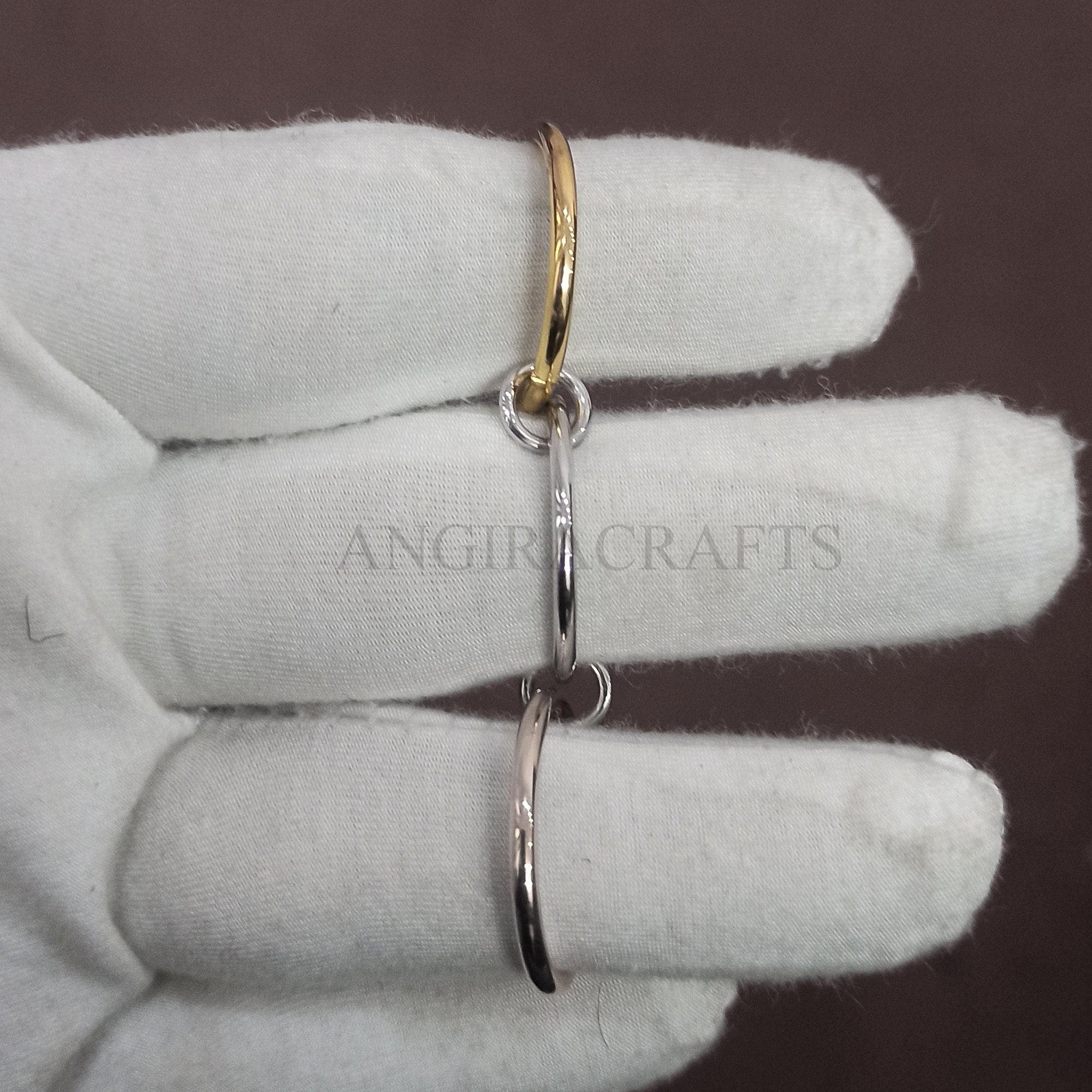 Solid 925 Sterling Silver Connector Band Ring Jewelry Three Etsy