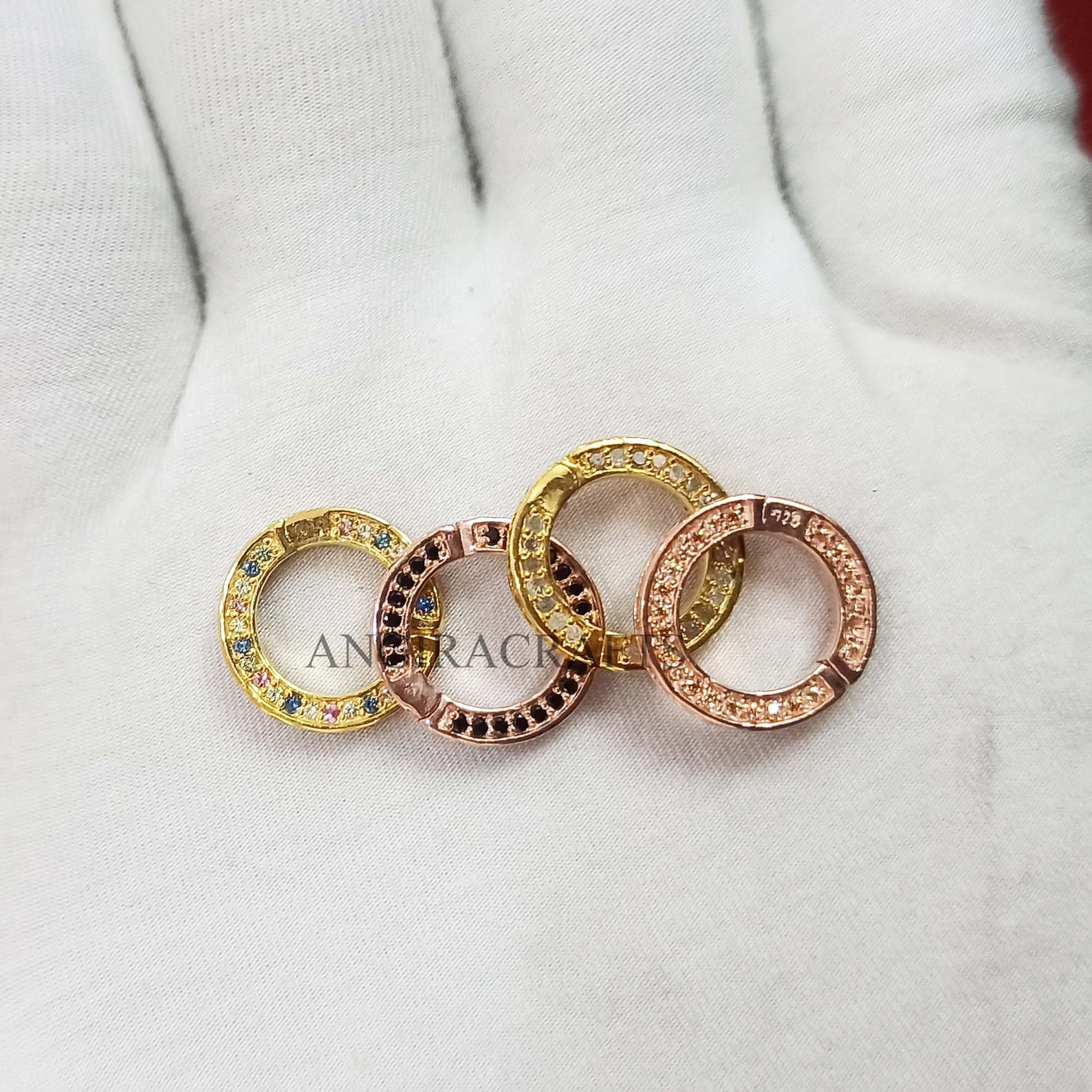 9k gold pave diamond charm Enhancer yellow Gold Enhancer Etsy