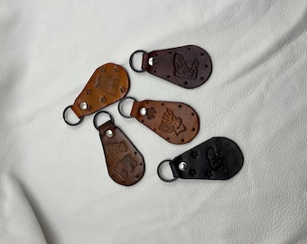 leather keychain, rustic