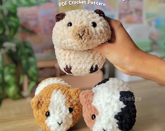 3-in-1 haakpatroon voor een cavia zonder naaien (PDF) | digitaal, amigurumi, schattig, instructies