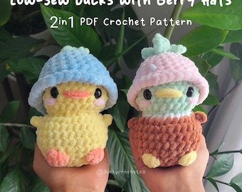Low Sew Ducks with Berry Hats 2in1 pdf haakpatroon | digitaal, instructies, eend