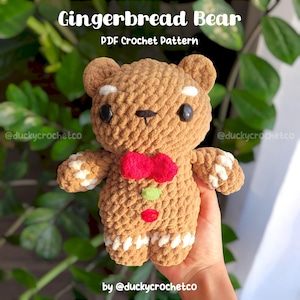 Gingerbread Bear PDF Crochet Pattern | christmas, amigurumi, tutorial, cute, xmas, winter