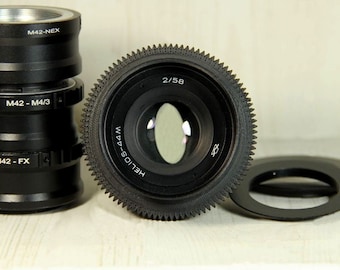 Lente Helios 44M 58 mm f2 KMZ Cine Mod • Aspecto Bokeh ovalado • Lente soviética vintage M42 • Adaptador Sony Canon Fuji MFT