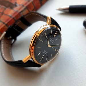 Relógio fino clássico Poljot de LUXE Relógio de pulso mecânico para homem Estilo minimalista