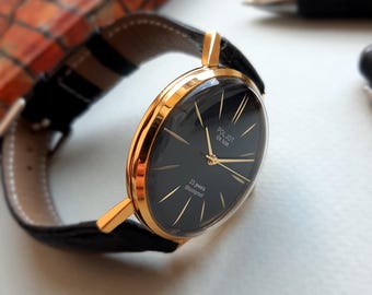 Classic slim watch Poljot de LUXE Mechanical wrist watch for men Minimalist style