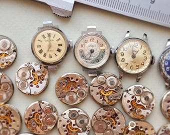 27 mouvements de montres Chaika vintage avec cadrans | Pièces de montres steampunk | Mécanismes mécaniques de l'URSS pour l'art et la bijouterie
