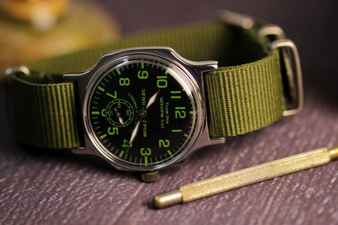 Soviet watch for men in military style POBEDA Cool Watch from the Soviet Era