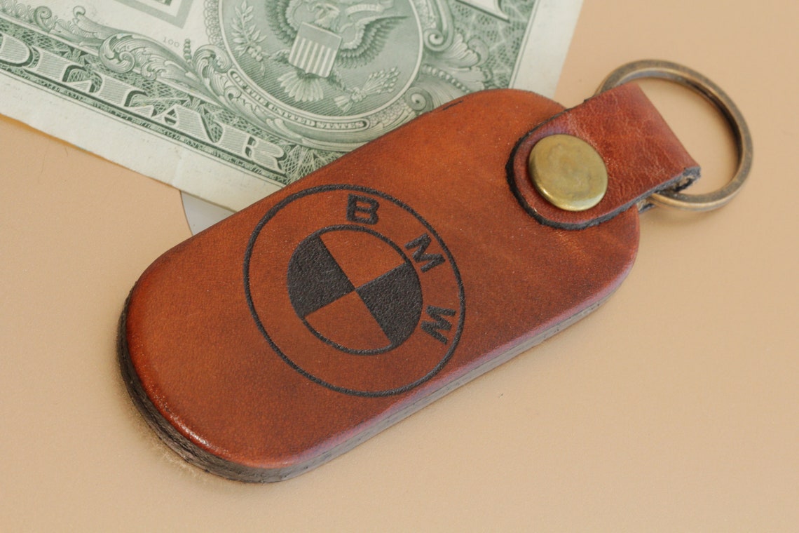 BMW Key ring Leather Keychain Stamped keychain Leather BMW Etsy