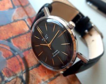 Poljot de LUXE Men's Slim Mechanical Watch | Minimalist Style Timepiece
