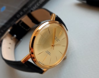 Classic slim watch Poljot de LUXE Mechanical watch for men Minimalist style