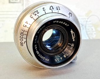Objetivo vintage INDUSTAR-22 1:3,5 F=5 cm: exquisita pieza de colección de la década de 1950