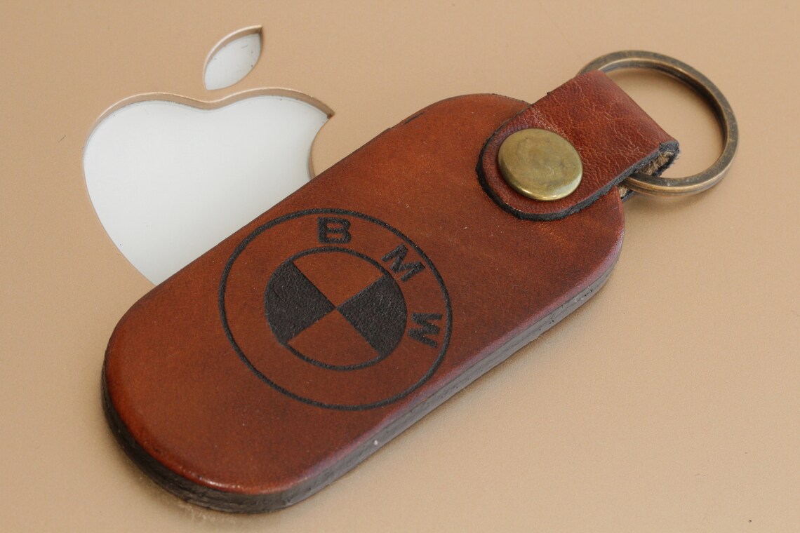 BMW Key ring Leather Keychain Stamped keychain Leather BMW Etsy