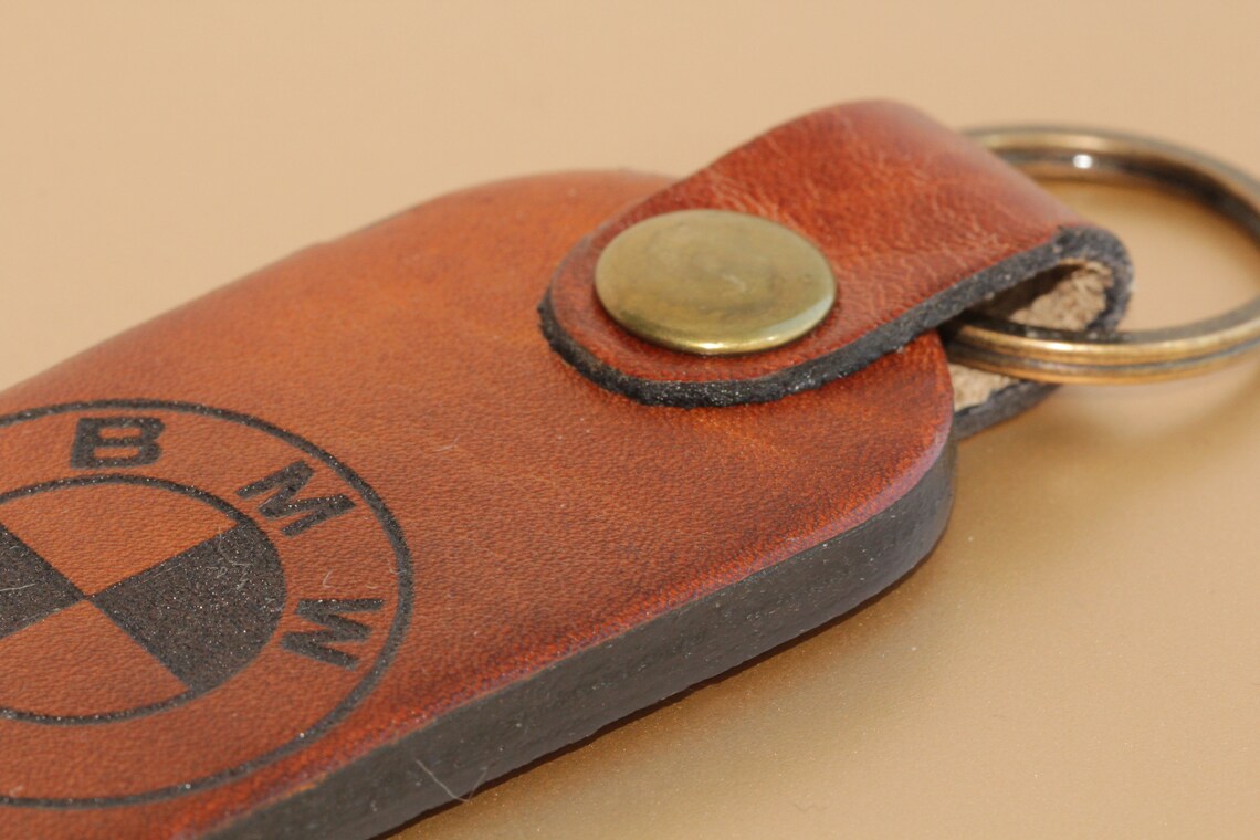 BMW Key ring Leather Keychain Stamped keychain Leather BMW Etsy