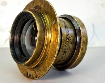 Antiguo C.P. Goerz Rapid Weitwinkel Lynkeioskop • Serie E No.3 • Lente de latón • Berlín • c. 1900