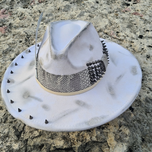 chapeau fedora blanc custom