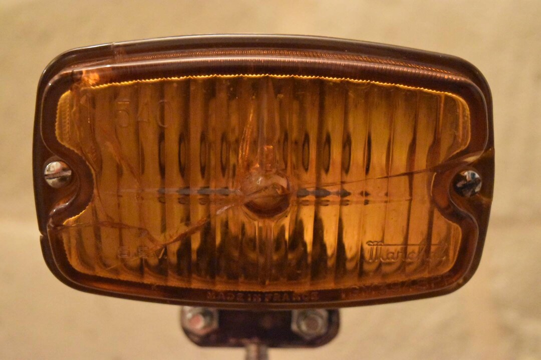 Lampe De Bureau Vintage Moteur - Style Phare De Moto - Alu Et Bois - Années 60/70
