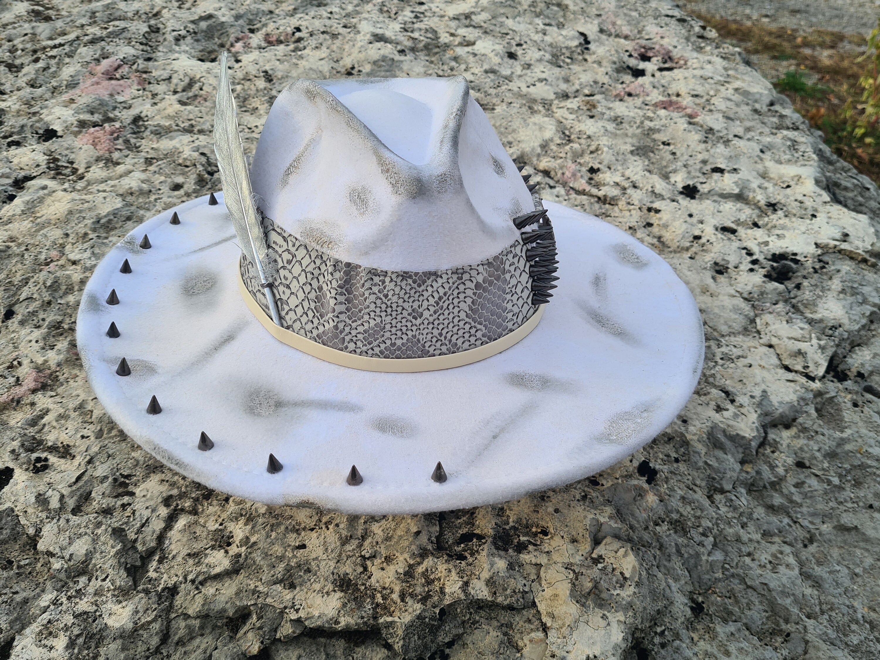 White Lady Bird Fedora custom hat FADACHY Classic Fedora Hat for Men & Women - Wide Brim Felt  main image 2