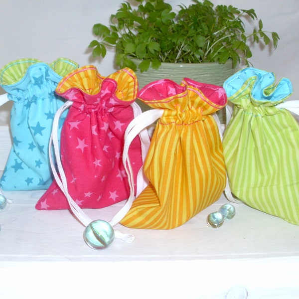 Gift bags, bags for souvenirs, jewellery and trifles, organic cotton in various colours