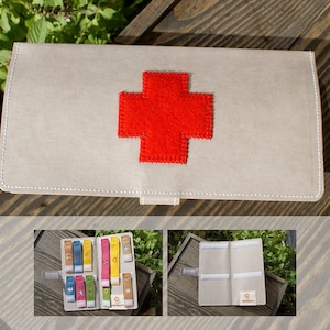 Robust bag for play plasters, stone grey patterned, OEKO-TEX, accessories for children's doctor's case (empty bag without plasters)