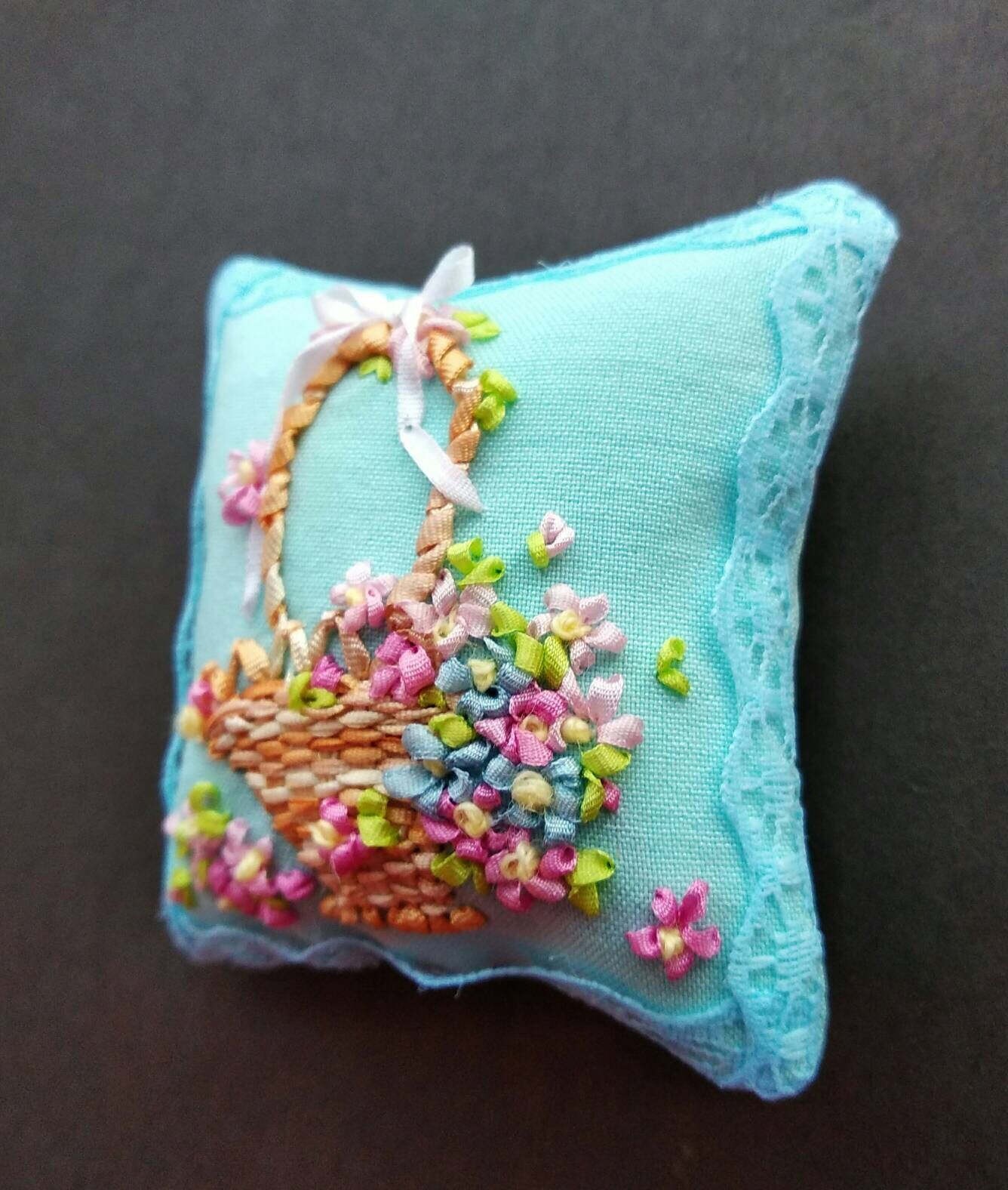 Miniature blue cushion. Doll Cushion. Miniature cushion for a Etsy