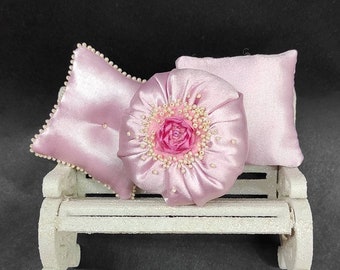 Miniature cushion for a doll/'s sofa Set 3pcs Miniature pink cushion dollhouses Blythe Romantic Cushion for Popovy Sisters Pullip Barbie