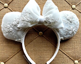 Mouse Ears Headband White Mouse Ears White Headband Bridal Headband Bridal Mouse Ears Ready to Ship