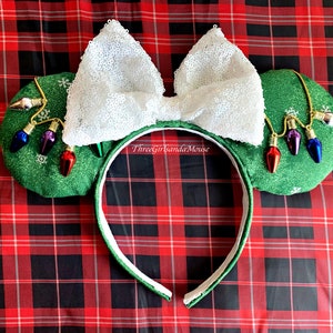 Disney Mouse Ears Christmas Mouse Ears Ready to Ship Minnie Mouse Ears Minnie Ears Mickey Mouse Ears Mickey Ears Christmas Lights Ears