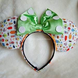 Mouse Ears Headband Green Mouse Ears Headband with Bow Ready to Ship Bugs Headband