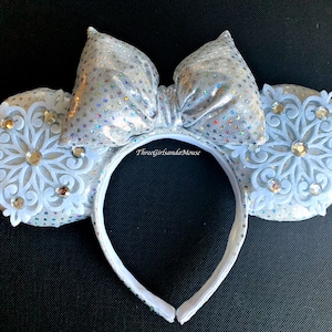 Christmas Mouse Ears Mouse Ears Headband Ready to Ship Snowflake Ears