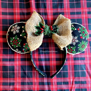 Christmas Mouse Ears Headband Christmas Headband Nordic Mouse Ears Headband Ready to Ship