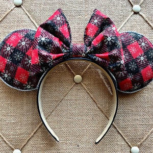Christmas Mouse Ears Headband Christmas Mouse Ears Christmas Headband Ready to Ship Christmas Ears Snowflake Plaid Ears