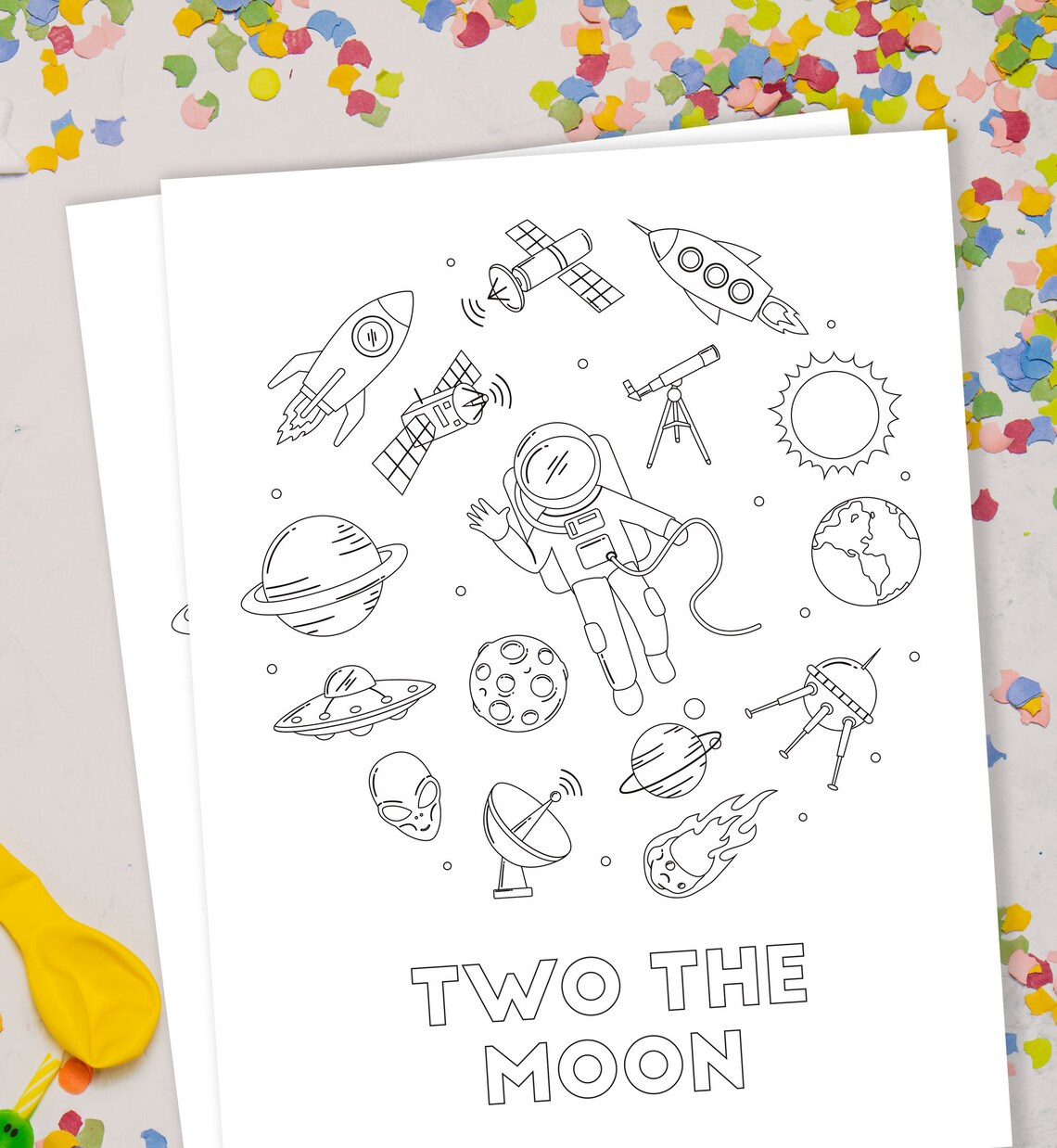 Two the Moon Space Astronaut Coloring Page - Etsy