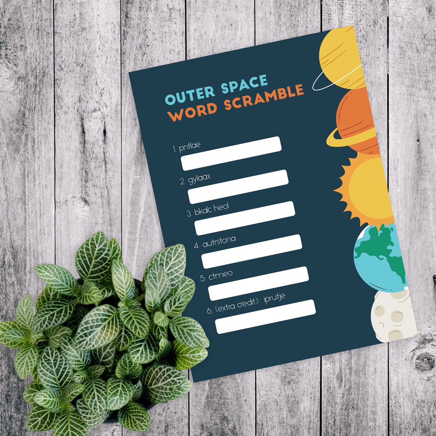 Space-Themed Party Word Scramble | Etsy