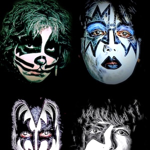 KIϟϟ Nation (Gene Simmons, Ace Frehley, Paul Stanley y Peter Criss) - Impresión de obra de arte digital CGI original firmada