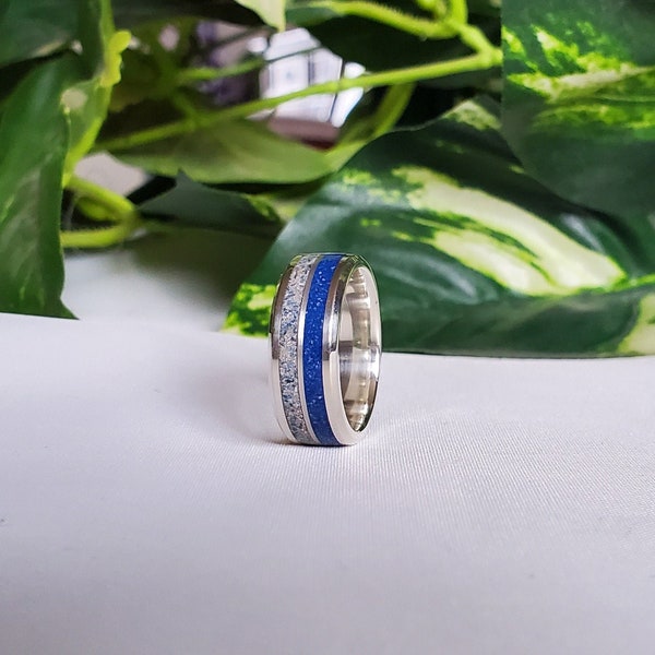 Memorial Cremation Ring - Dual Channel - Pet Cremation Jewelry - Stainless - Titanium - Sterling Silver - Pet Ash Ring - Beach Sand Ring