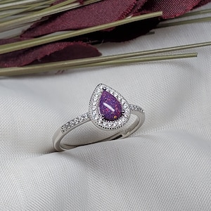 Cremation/Memorial Ring-Tear Drop with Cubic Zirconia-Sterling Silver-10k Solid Gold-14k Solid Gold