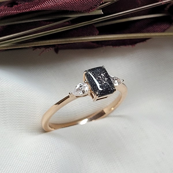 Memorial Ring - Emerald Cut 5x7mm - Sterling Silver - 10k Gold - 14k Gold - Yellow Gold - White Gold - Rose Gold