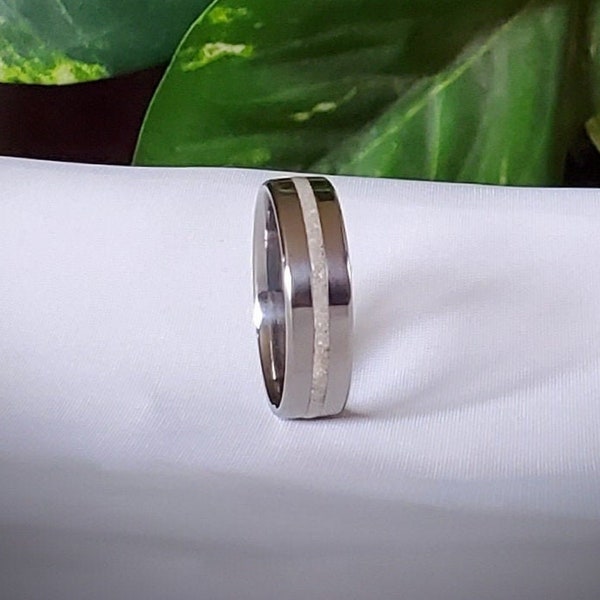 Narrow Channel Memorial Ring - Cremation Ring - Hair Ring - Urn Ring