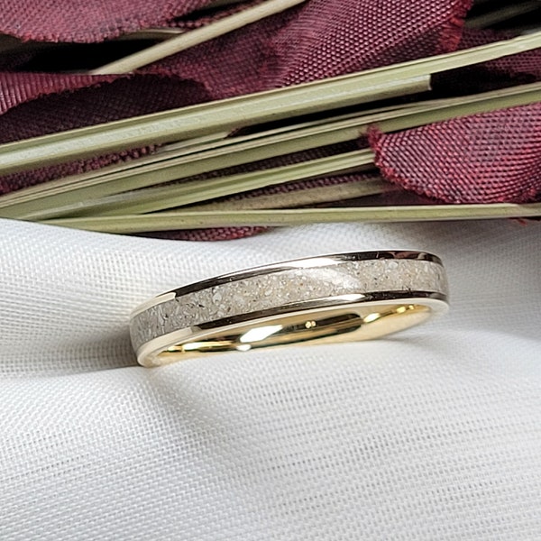 10k Solid Gold Inlay Memorial Ring - Yellow Gold - White Gold - Rose Gold - 3mm - 4mm - 6mm - 8mm