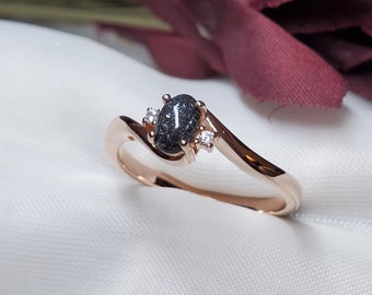 Cremation ring - Twist band - 4x6 oval - 5x7 oval - Diamonds - CZ's - Sterling Silver - 10k or 14k Yellow, White, or Rose Gold Ashes Ring