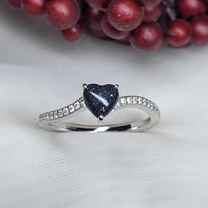 Heart Memorial Ring: Ashes or Breast Milk Keepsake, CZ Accents
