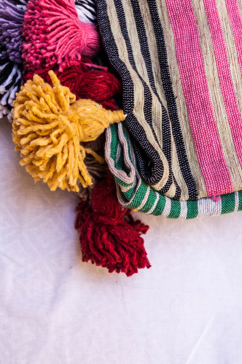 Moroccan Pom pom Blanket Pom poms 100 Moroccan Throw Etsy