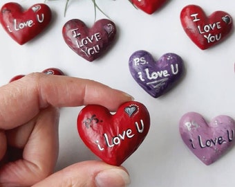 PS I Love You Mini Resin Heart Fridge Magnets for Valentines Day