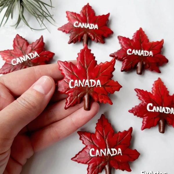 Handmade Canada Maple Leaf Resin Fridge Magnets, Hand Painted Magnet Souvenir, Strong and Free Canadian Pride Keepsake Gifts | FREE SHIPPING