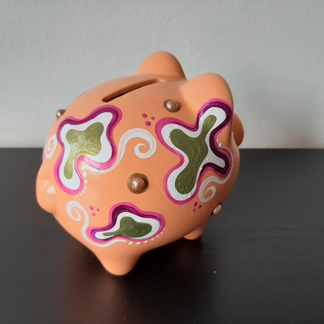 Hand Painted Ceramic Piggy Banks Sealed with Rubber Cover Etsy